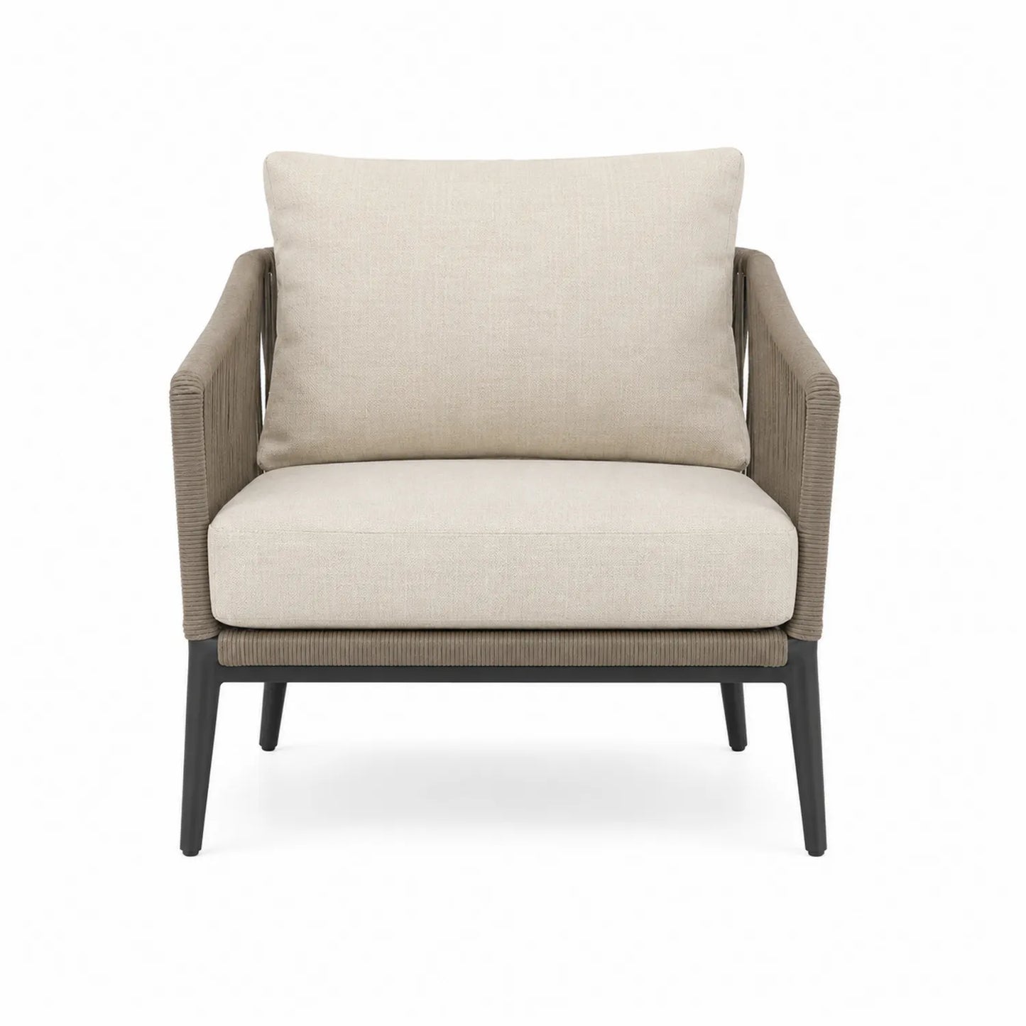 Outdoor-Sessel aus Aluminium mit Polyesterkissen Beige