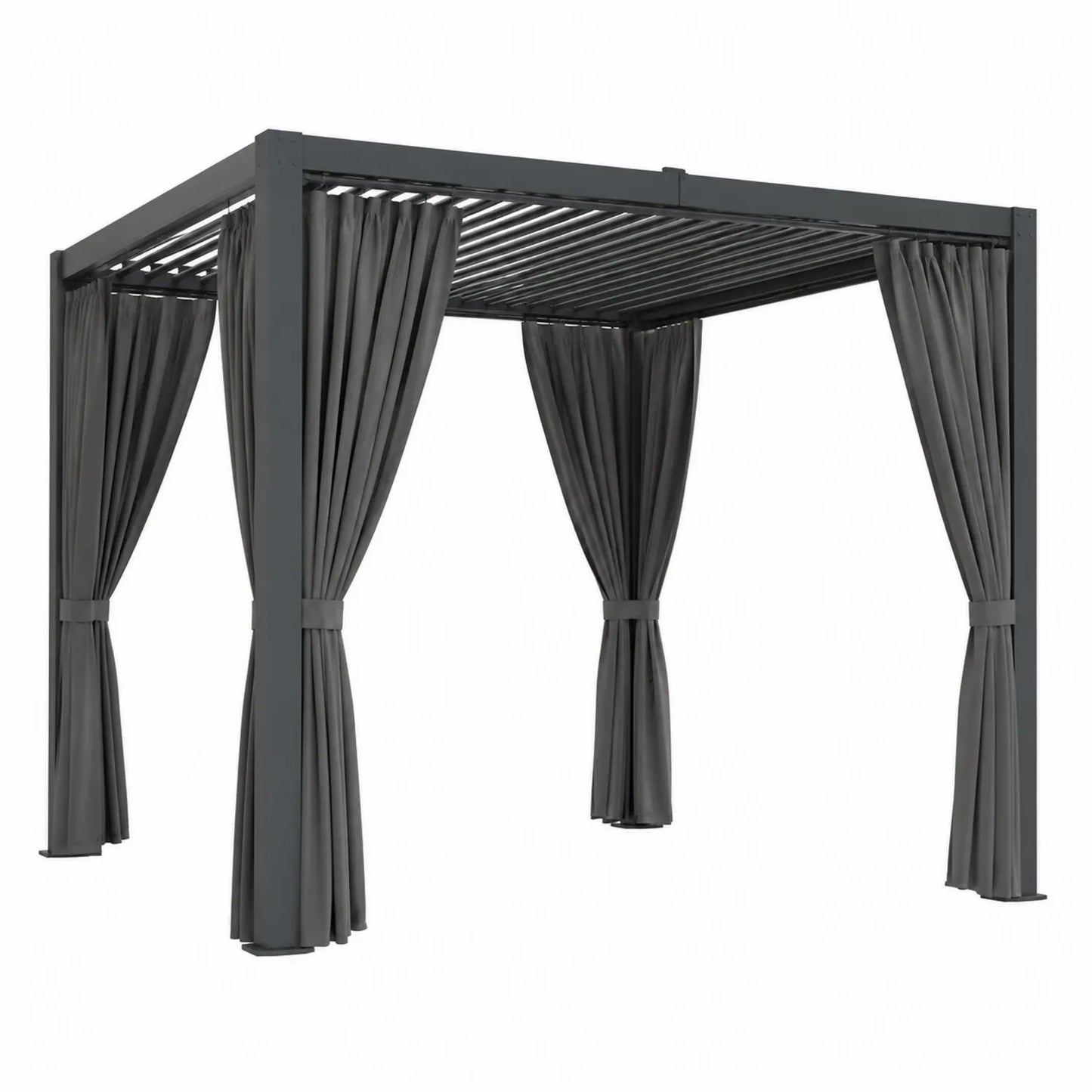 Aluminium Pavillon mit Polyester Vorhängen Anthrazit