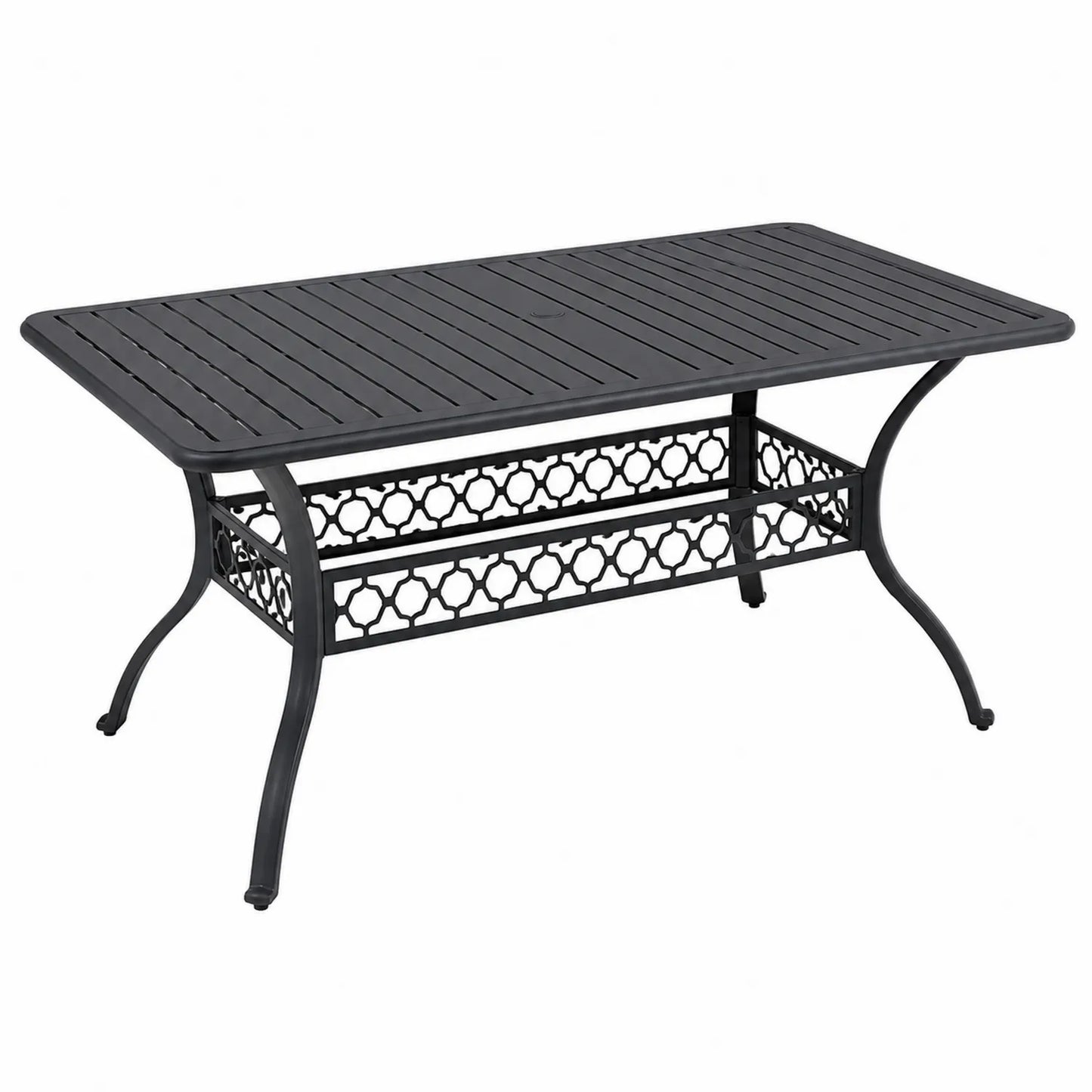 Rechteckiger Aluminium-Gartentisch Schwarz 150x90x72 cm