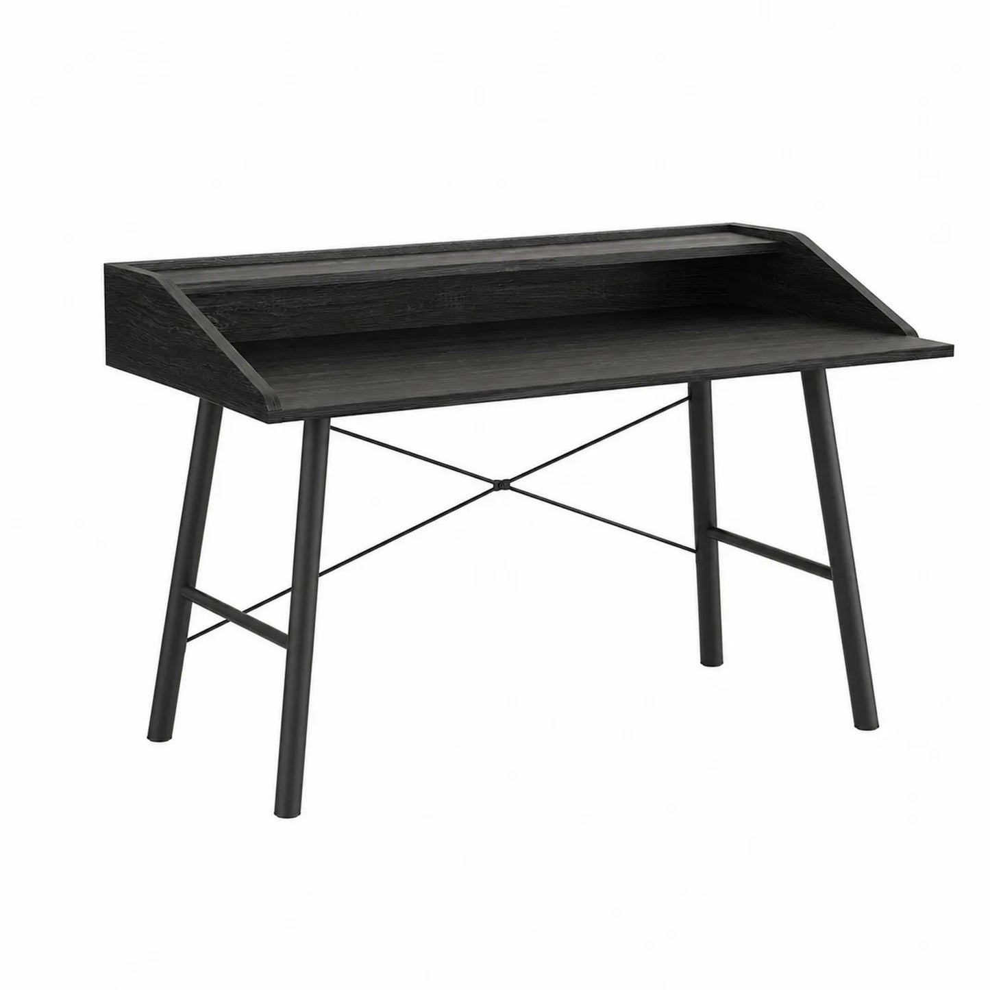Schreibtisch aus Holzwerkstoff und Metall Schwarz mit Regal 120x60x90 cm