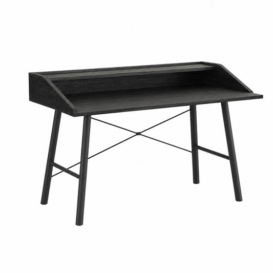 Schreibtisch aus Holzwerkstoff und Metall Schwarz mit Regal 120x60x90 cm