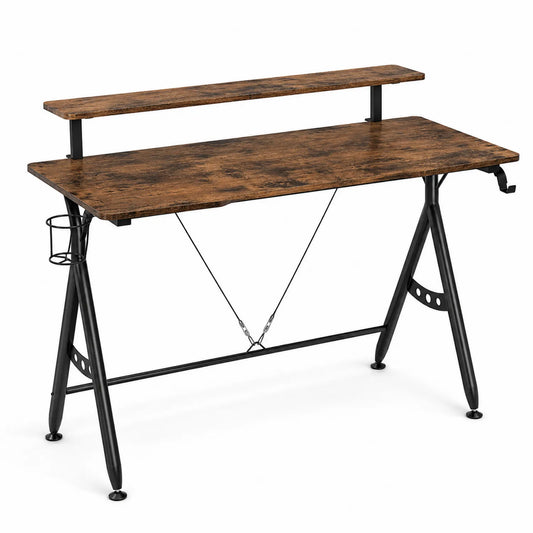 Computerschreibtisch MDF Holzoptik Stahl Schwarz/Braun 120x60x75 cm