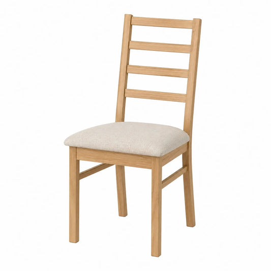 Esszimmerstuhl Eiche Holz Beige Stoffpolster