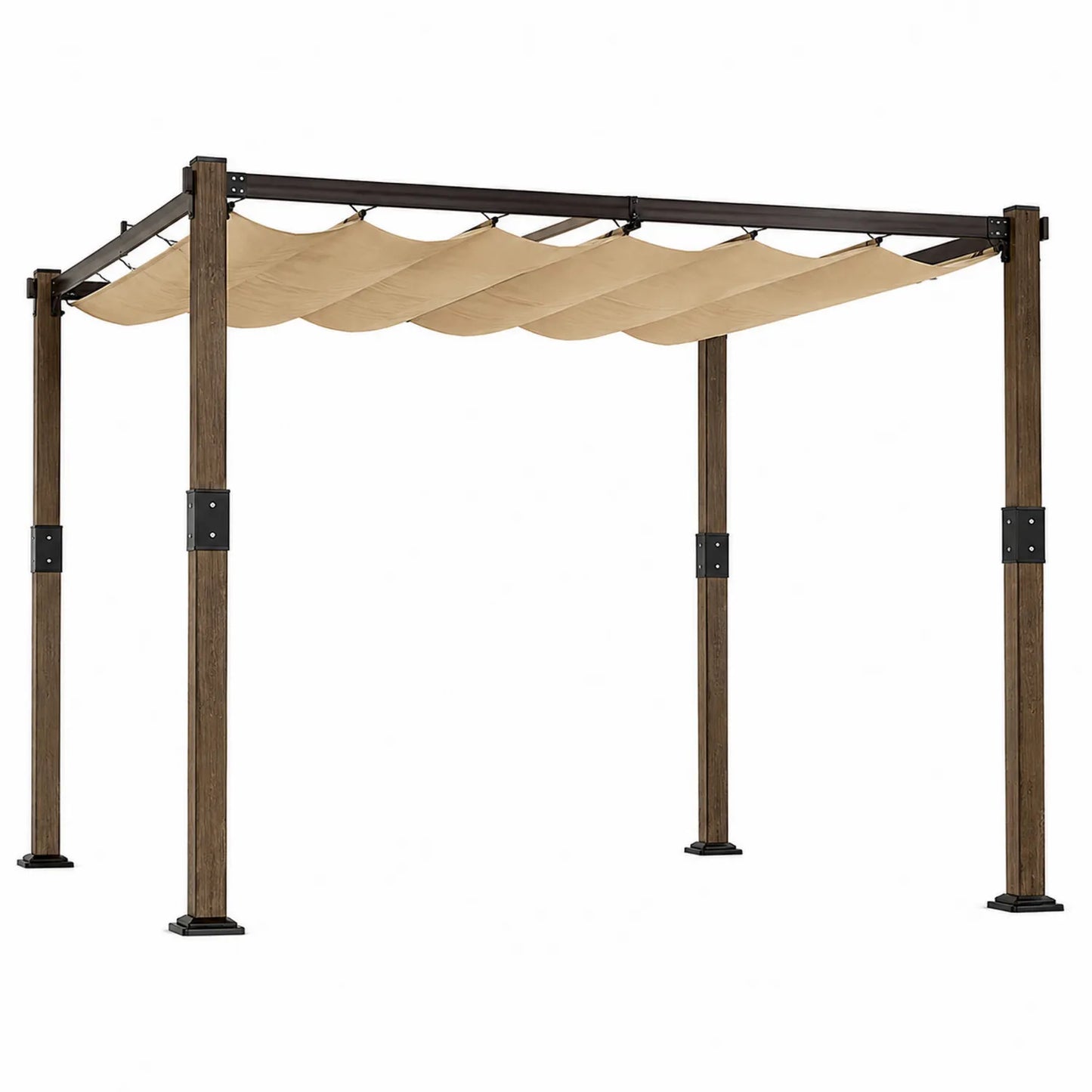 Pergola aus Metall und Textil Beige 3x4m