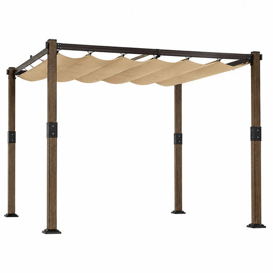 Pergola aus Metall und Textil Beige 3x4m