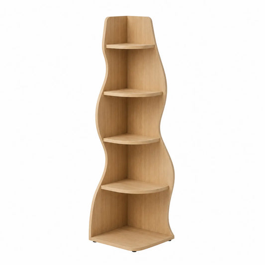 Eckregal Holz Wellige Form 150x40x30cm Hellbraun