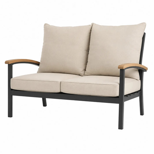 Gartensofa 2-Sitzer Aluminium Polyester Beige
