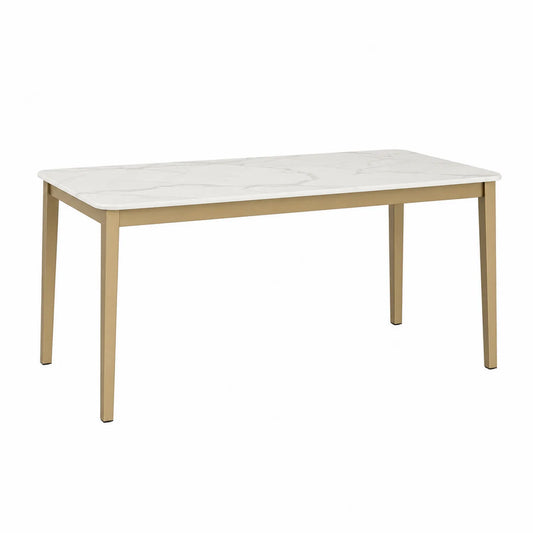 Rechteckiger Tisch aus Marmoroptik-MDF und Metall 160cm