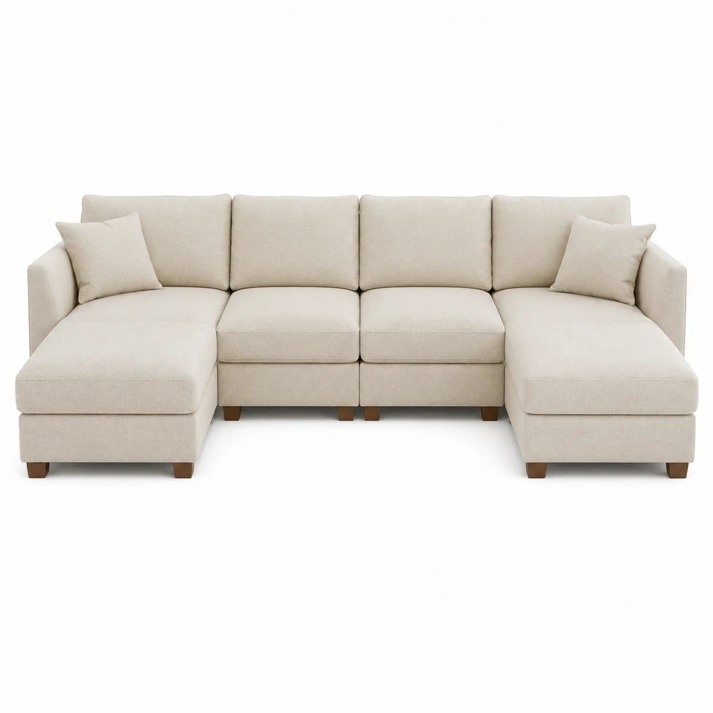 Ecksofa Stoff Beige mit Kissen