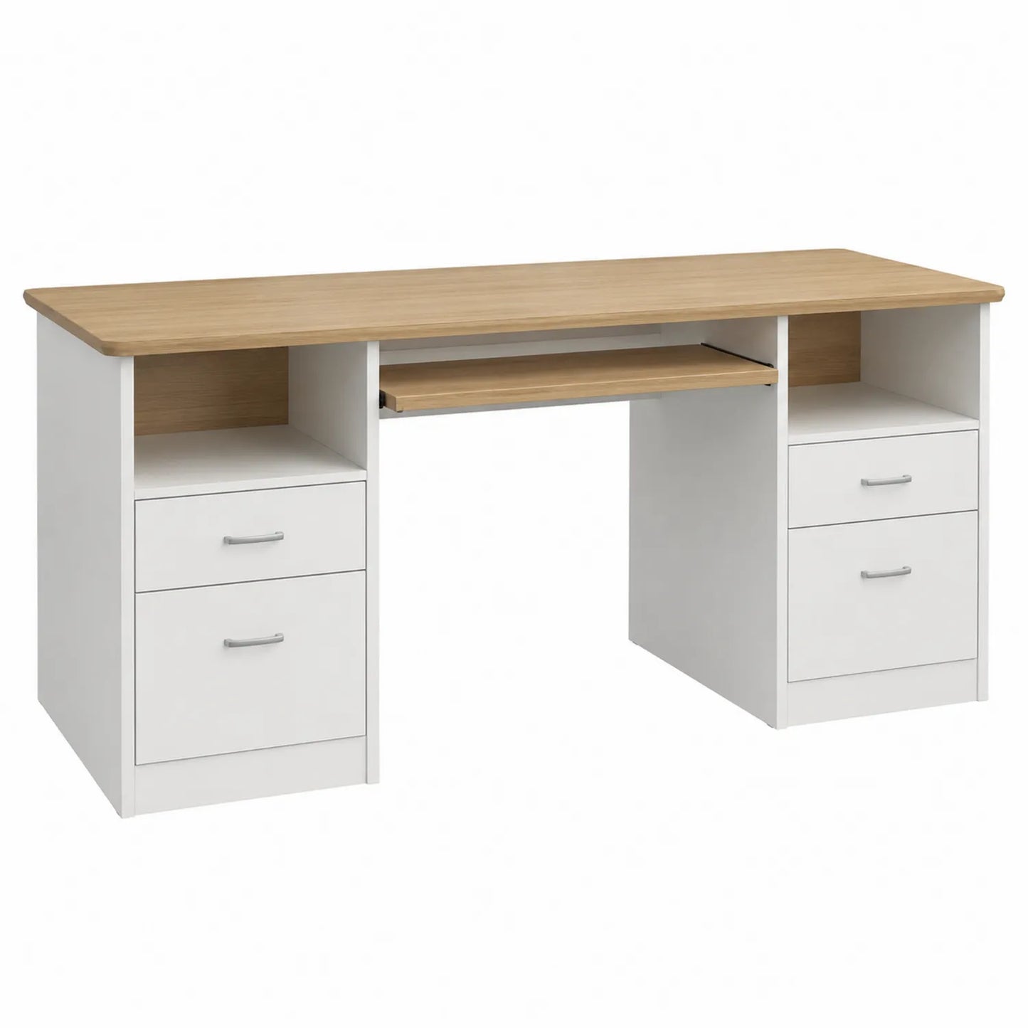 Schreibtisch MDF mit Eichefurnier Weiß 150cm