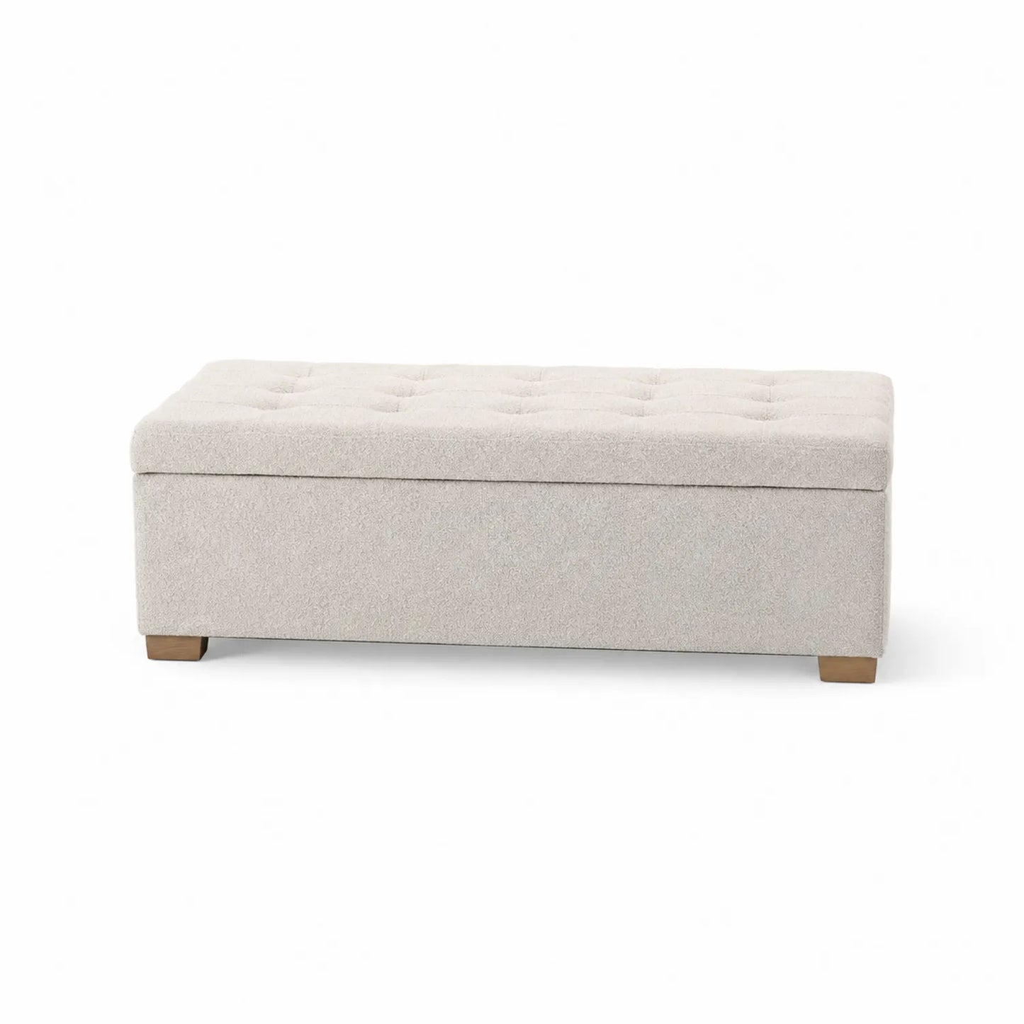 Rechteckiger Polsterfußhocker mit Stauraum Beige 120x60x40cm