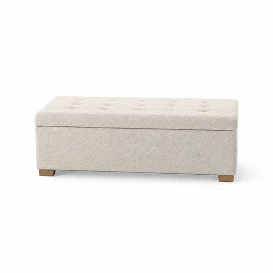 Rechteckiger Polsterfußhocker mit Stauraum Beige 120x60x40cm