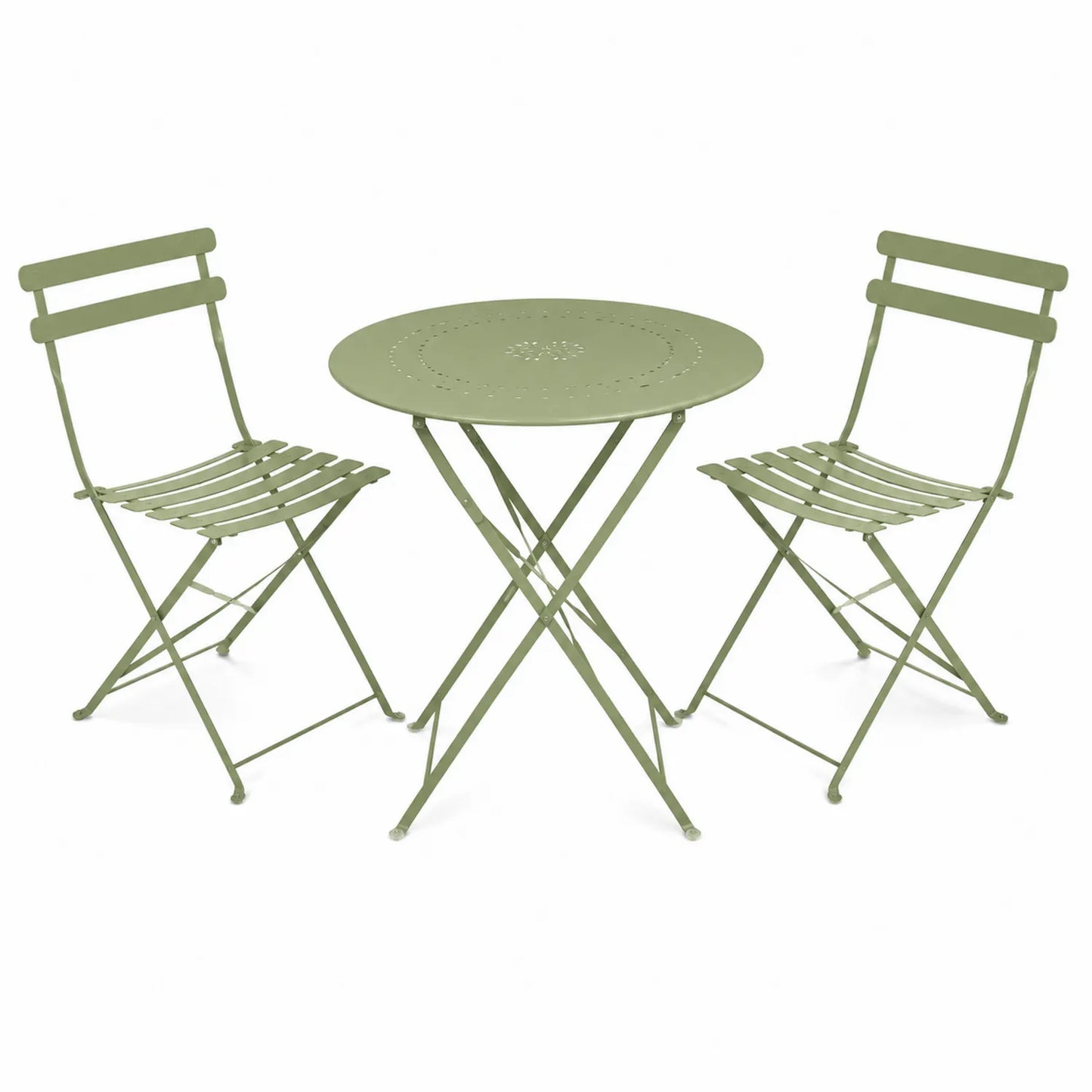 Gartenmöbel-Set Metall Grün Tisch 60cm mit 2 Klappstühlen