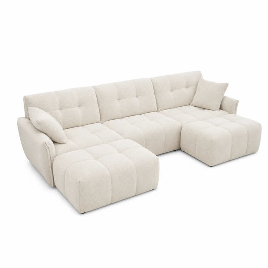 Ecksofa aus Bouclé Stoff Beige 300x200 cm