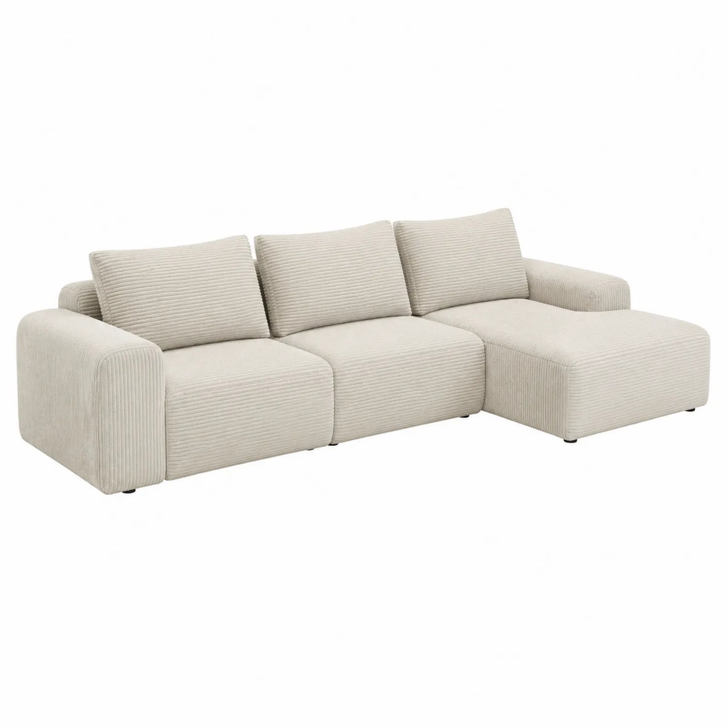Ecksofa Cord Beige mit Ottomane