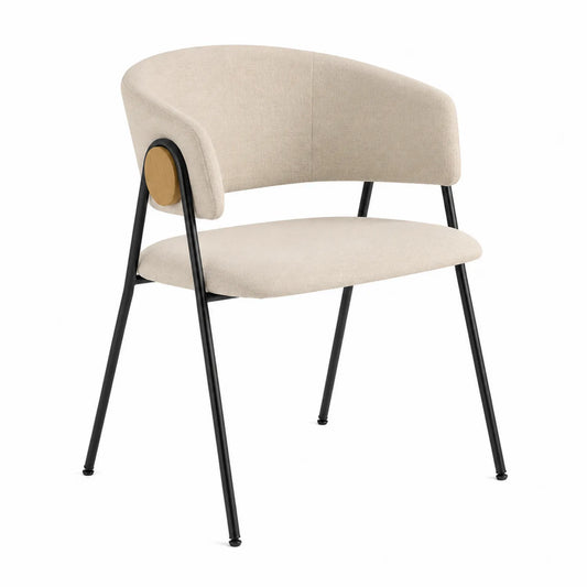 Stuhl mit Polyestergewebe Beige Stahlrahmen
