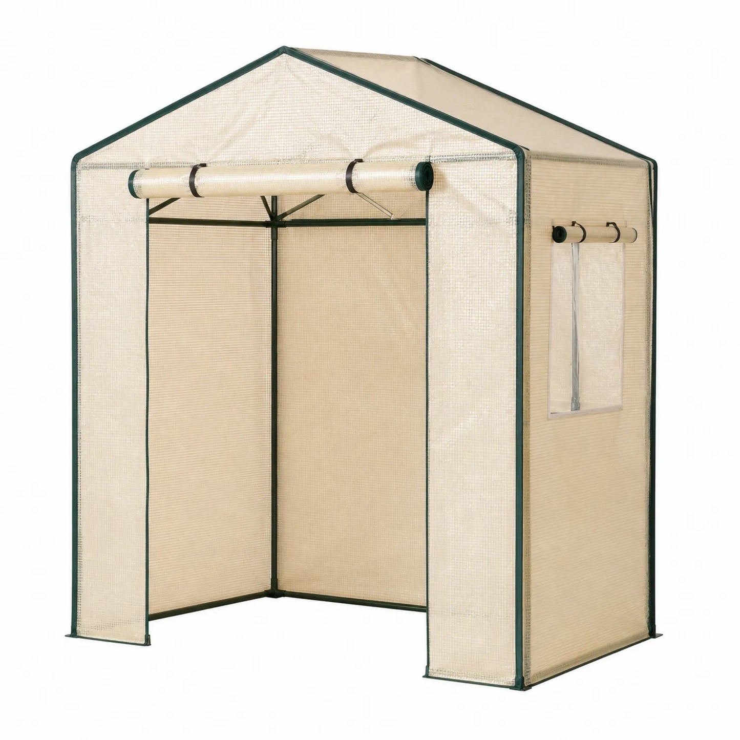 PVC-Gewächshaus Beige und Grün 143x143x195cm