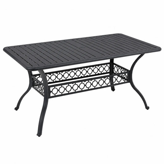 Rechteckiger Aluminium-Gartentisch Schwarz 150x90x72 cm