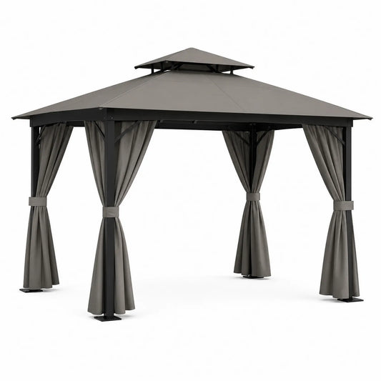 Gartenpavillon aus Aluminium und Polyester 3x3m Grau
