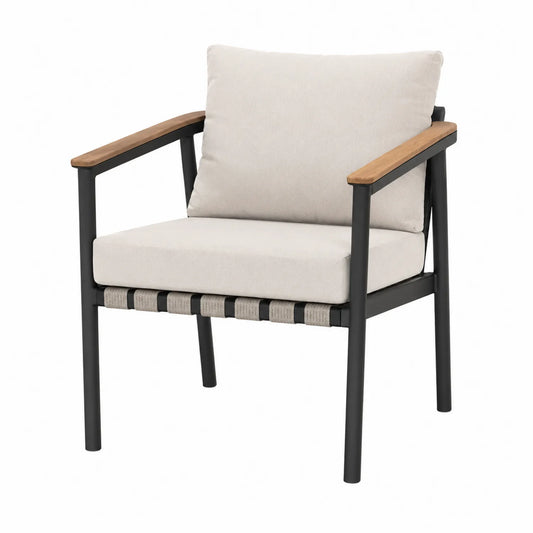 Gartenstuhl Aluminium Akazienholz Polyester Beige