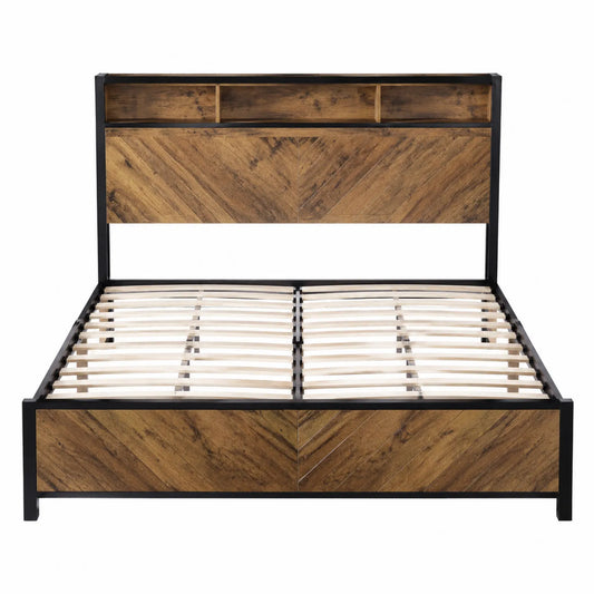 Bett aus Holz und Metall in Braun 200x160 cm
