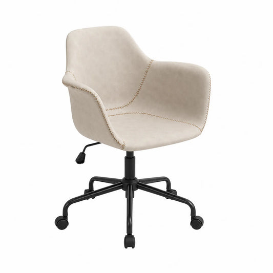 Bürostuhl Drehbar Kunstleder Beige